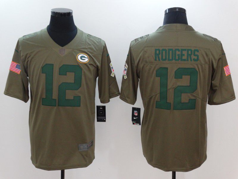 Men Green Bay Packers #12 Rodgers green Nike Olive Salute To Service Limited NFL Jersey